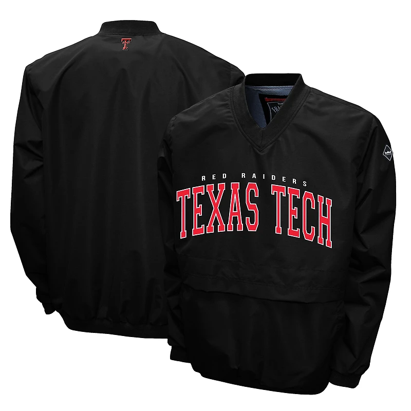 Men's Franchise Club Black Texas Tech Red Raiders Members Windshell V-Neck Pullover Jacket