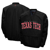 Men's Franchise Club Black Texas Tech Red Raiders Members Windshell V-Neck Pullover Jacket