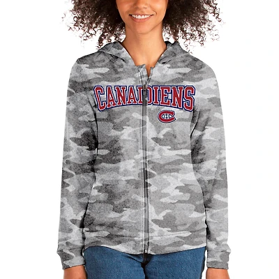 Women's Antigua Camo Montreal Canadiens Team Absolute Full-Zip Hoodie