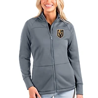 Women's Antigua Gray Vegas Golden Knights Links Full-Zip Golf Jacket