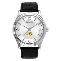 Men's Silver Bowie State Bulldogs Leather Watch