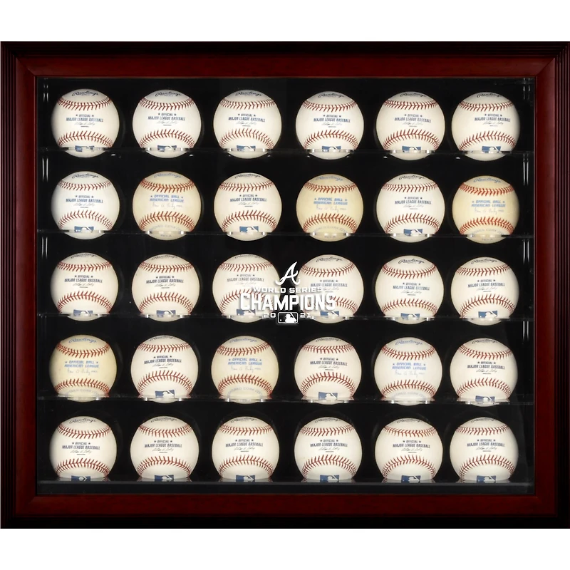 Atlanta Braves 2021 MLB World Series Champions Mahogany Framed Logo 30-Baseball Display Case