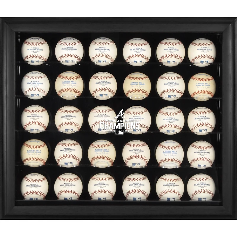 Atlanta Braves 2021 MLB World Series Champions Black Framed Logo 30-Baseball Display Case