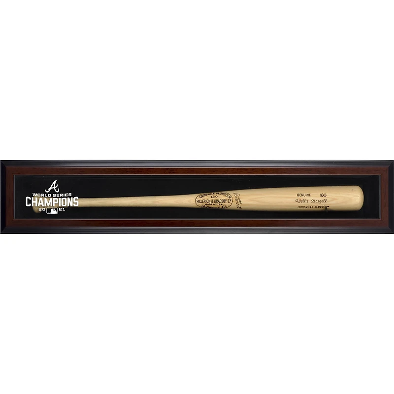 Atlanta Braves 2021 MLB World Series Champions Mahogany Framed Wall-Mounted Logo Bat Display Case