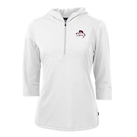 Women's Cutter & Buck White Florida State Seminoles Bobby Bowden Virtue Eco Pique Half-Zip 3/4 Sleeve Pullover Hoodie