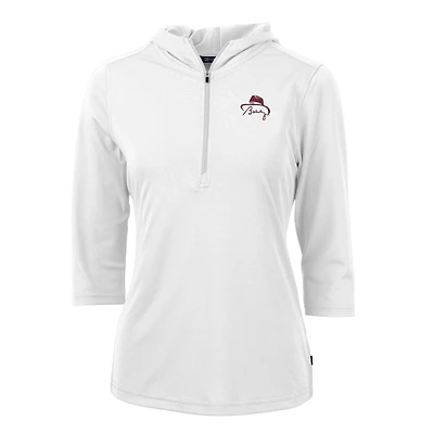 Women's Cutter & Buck White Florida State Seminoles Bobby Bowden Virtue Eco Pique Half-Zip 3/4 Sleeve Pullover Hoodie