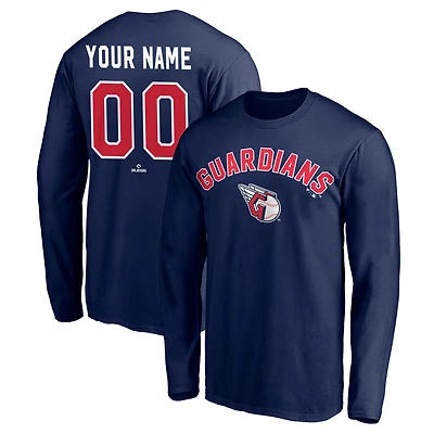 Men's Navy Cleveland Guardians Personalized Winning Streak Long Sleeve T-Shirt