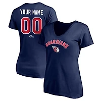 Women's Navy Cleveland Guardians Personalized Winning Streak V-Neck T-Shirt
