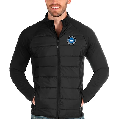 Men's Antigua Black Charlotte FC Altitude Full-Zip Jacket
