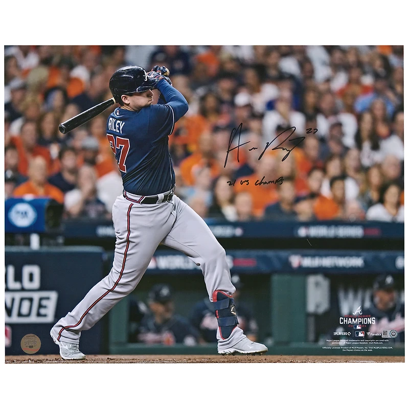 Austin Riley Atlanta Braves Autographed 16" x 20" 2021 World Series Champions Hitting Photograph with "21 WS Champs" Inscription