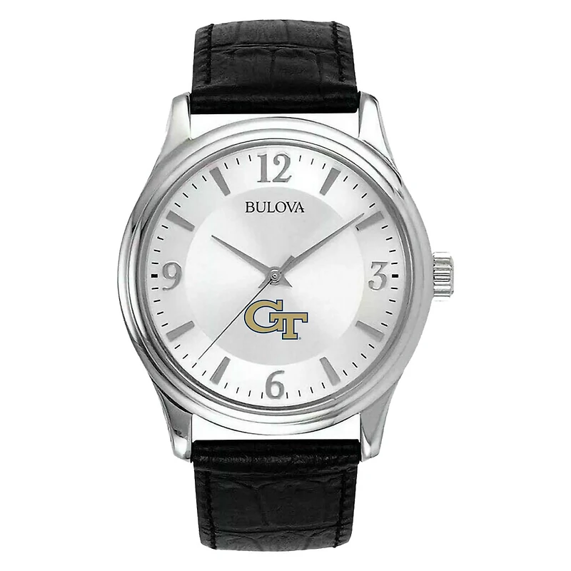 Men's Silver GA Tech Yellow Jackets Leather Watch