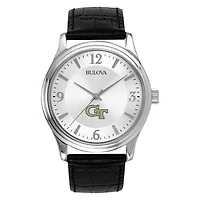 Men's Silver GA Tech Yellow Jackets Leather Watch