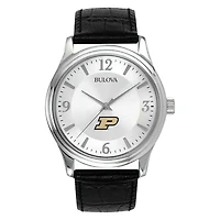 Men's Silver Purdue Boilermakers Leather Watch