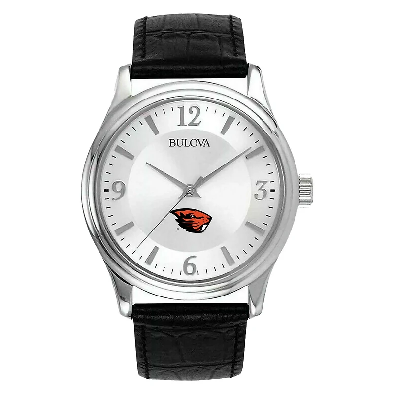 Men's Silver Oregon State Beavers Leather Watch