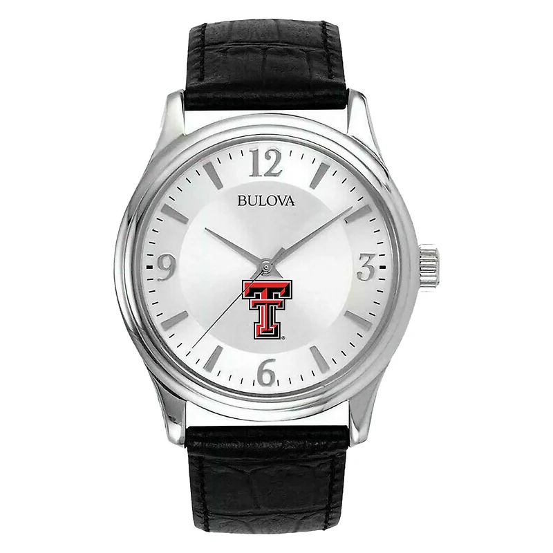Men's Silver Texas Tech Red Raiders Leather Watch
