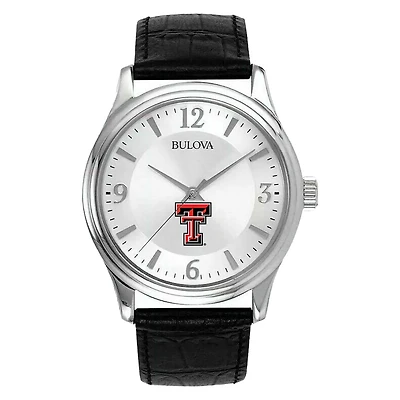 Men's Silver Texas Tech Red Raiders Leather Watch