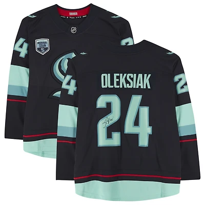 Jamie Oleksiak Deep Sea Blue Seattle Kraken Autographed Fanatics Breakaway Jersey with Inaugural Season Jersey Patch