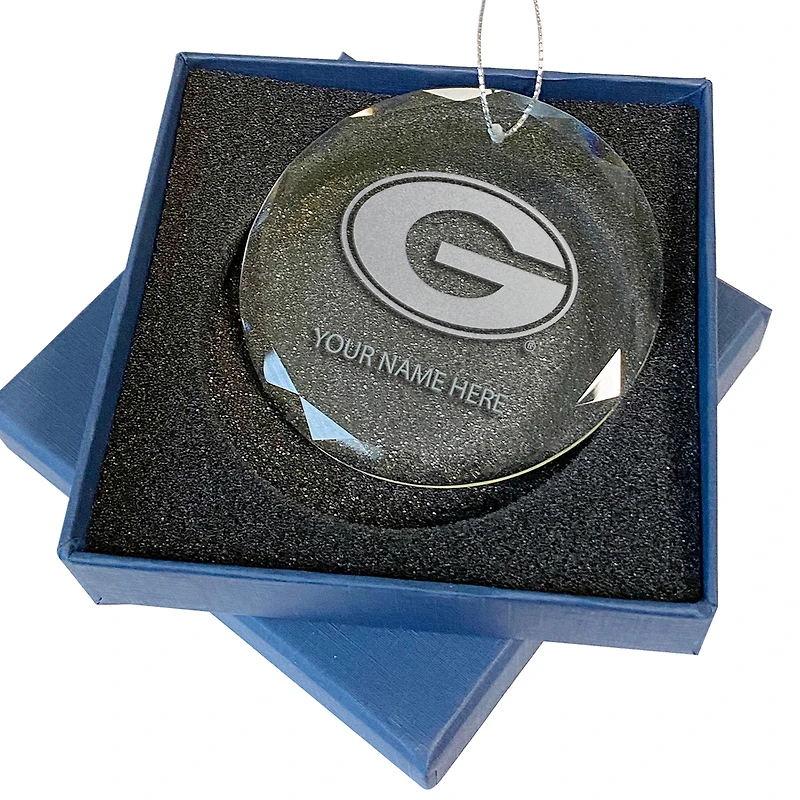 Georgia Bulldogs 3.25'' Personalized Etched Glass Ornament