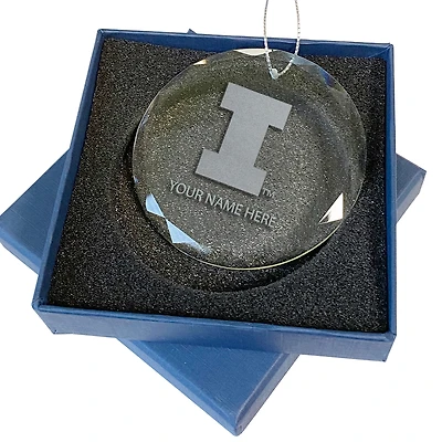 Illinois Fighting Illini 3.25'' Personalized Etched Glass Ornament