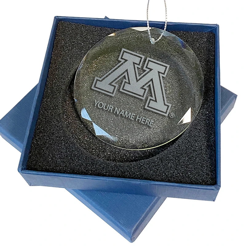 Minnesota Golden Gophers 3.25'' Personalized Etched Glass Ornament