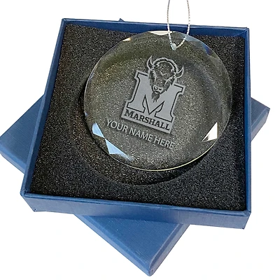 Marshall Thundering Herd 3.25'' Personalized Etched Glass Ornament
