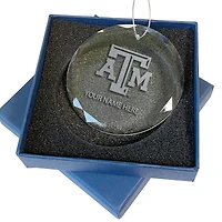 Texas A&M Aggies 3.25'' Personalized Etched Glass Ornament
