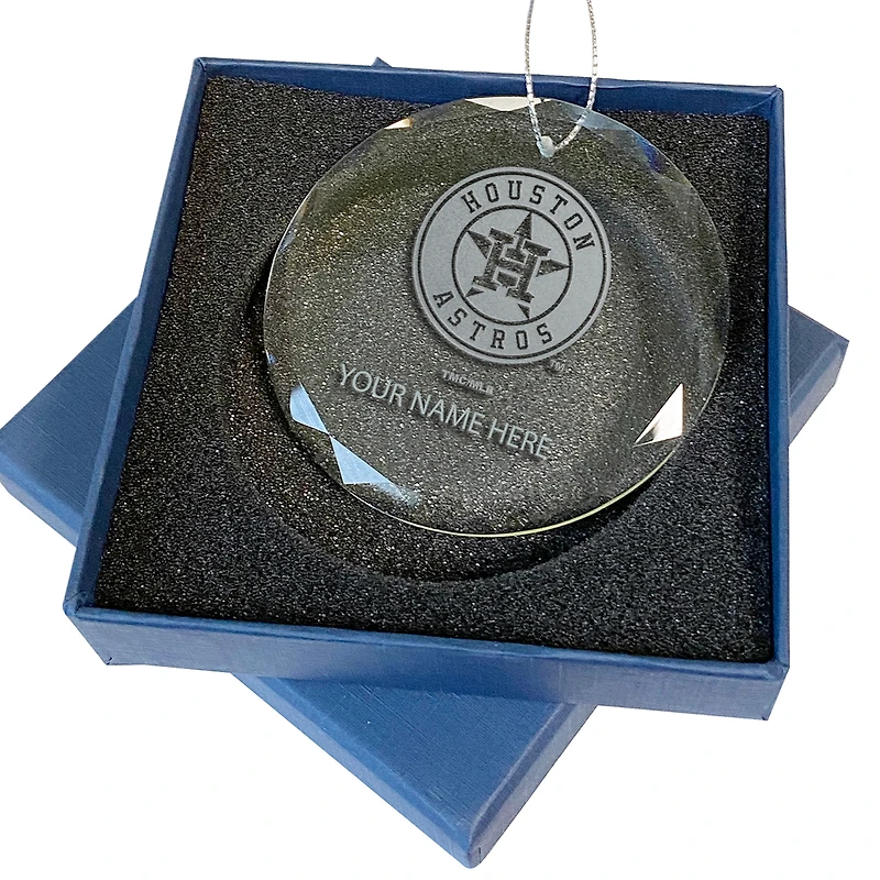 Houston Astros 3.25'' Personalized Etched Glass Ornament