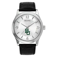 Men's Silver Baylor Bears Leather Watch