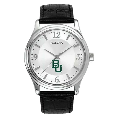 Men's Silver Baylor Bears Leather Watch
