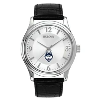 Men's Silver UConn Huskies Leather Watch