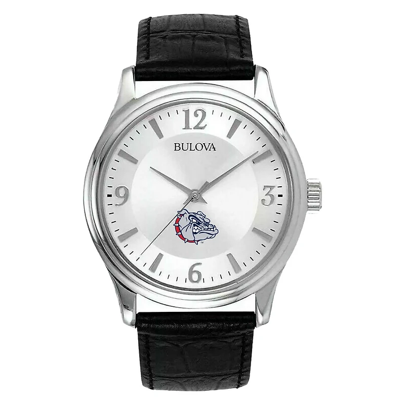 Men's Silver Gonzaga Bulldogs Leather Watch