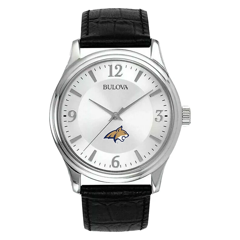 Men's Silver Montana State Bobcats Leather Watch