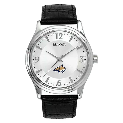 Men's Silver Montana State Bobcats Leather Watch