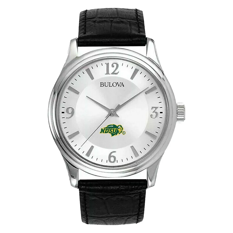 Men's Silver NDSU Bison Leather Watch