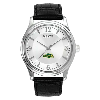 Men's Silver NDSU Bison Leather Watch