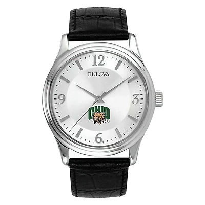 Men's Silver Ohio Bobcats Leather Watch