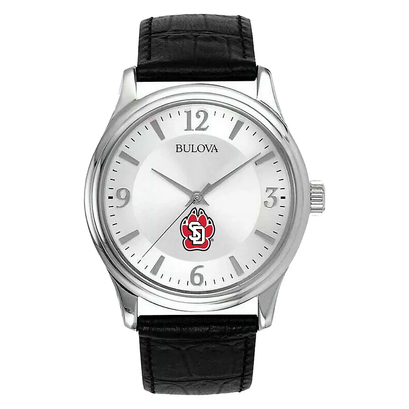 Men's Silver South Dakota Coyotes Leather Watch