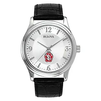 Men's Silver South Dakota Coyotes Leather Watch