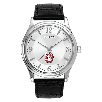 Men's Silver South Dakota Coyotes Leather Watch
