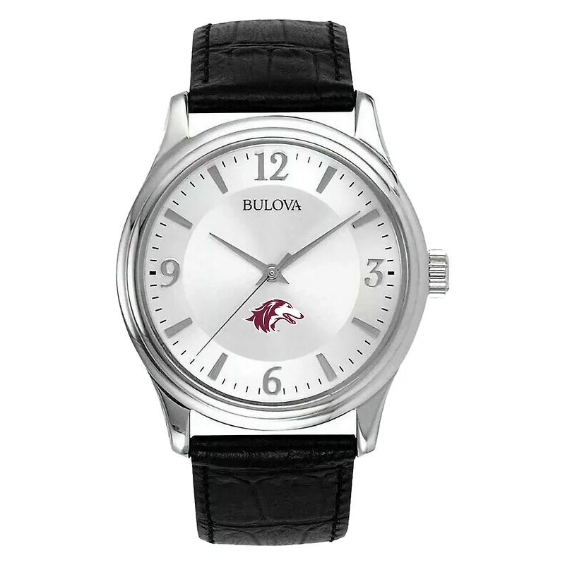 Men's Silver Southern Illinois Salukis Leather Watch