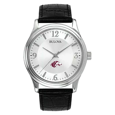 Men's Silver Southern Illinois Salukis Leather Watch