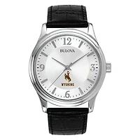 Men's Silver Wyoming Cowboys Leather Watch