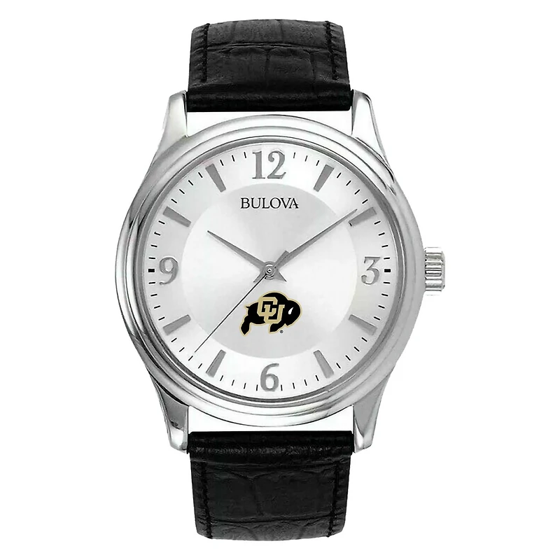 Men's Silver Colorado Buffaloes Leather Watch