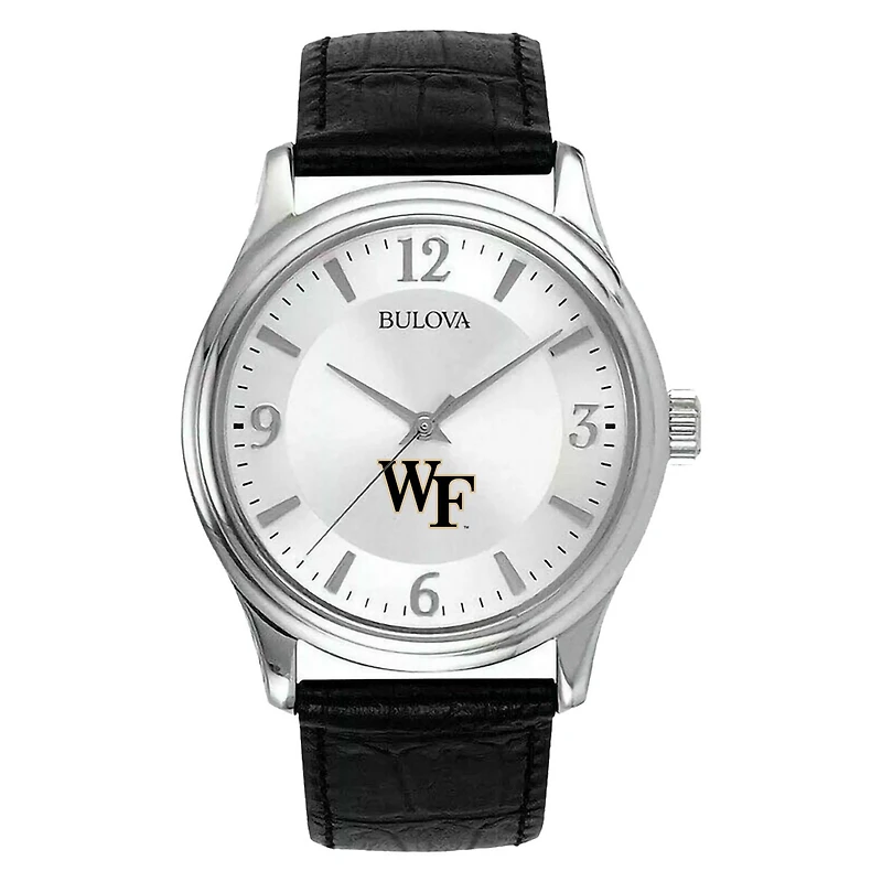 Men's Silver Wake Forest Demon Deacons Leather Watch