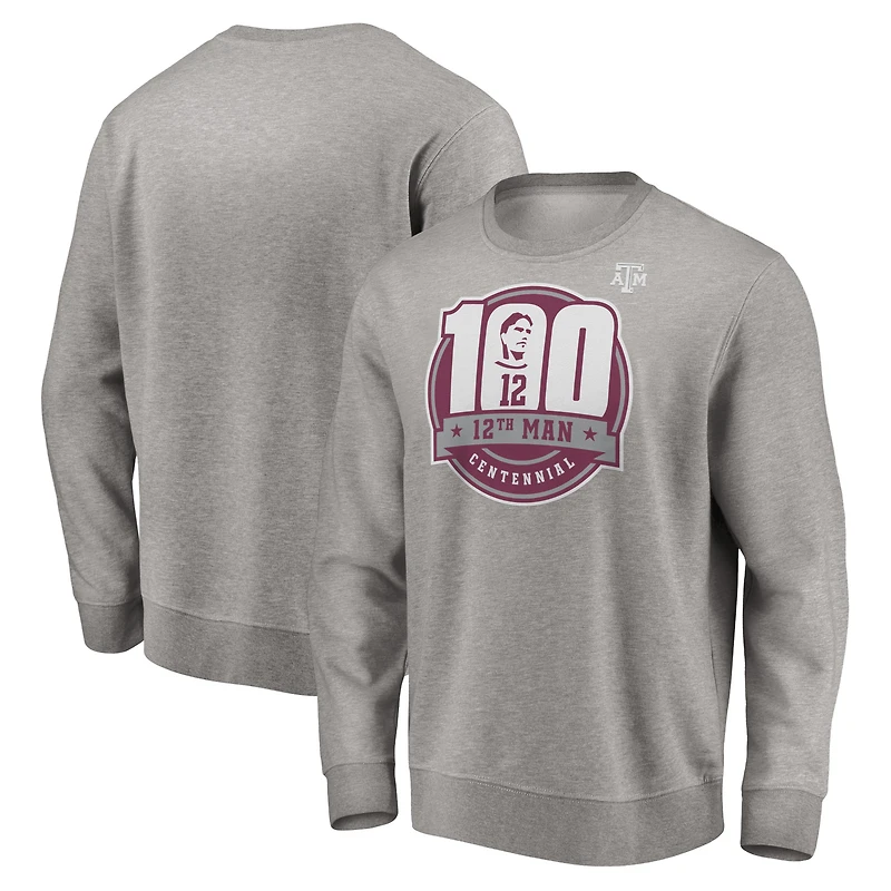 Men's Heathered Gray Texas A&M Aggies 12th Man Centennial Pullover Sweatshirt