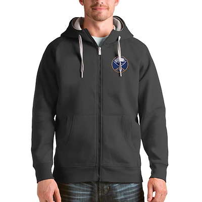 Men's Antigua Charcoal Buffalo Sabres Logo Victory Full-Zip Hoodie