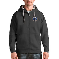 Men's Antigua Charcoal Buffalo Sabres Logo Victory Full-Zip Hoodie