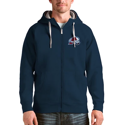 Men's Antigua Navy Colorado Avalanche Logo Victory Full-Zip Hoodie