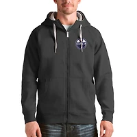 Men's Antigua Charcoal Edmonton Oilers Logo Victory Full-Zip Hoodie