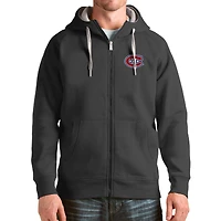 Men's Antigua Charcoal Montreal Canadiens Logo Victory Full-Zip Hoodie